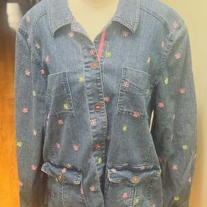 Vintage 00's (size 16) Butterfly Embroidered “alfred Dunner” Denim Jacket - ,